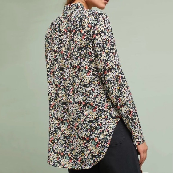 Anthropologie Maeve Matilda Buttondown Tiny Floral Shirt Multi size Large - Picture 3 of 10